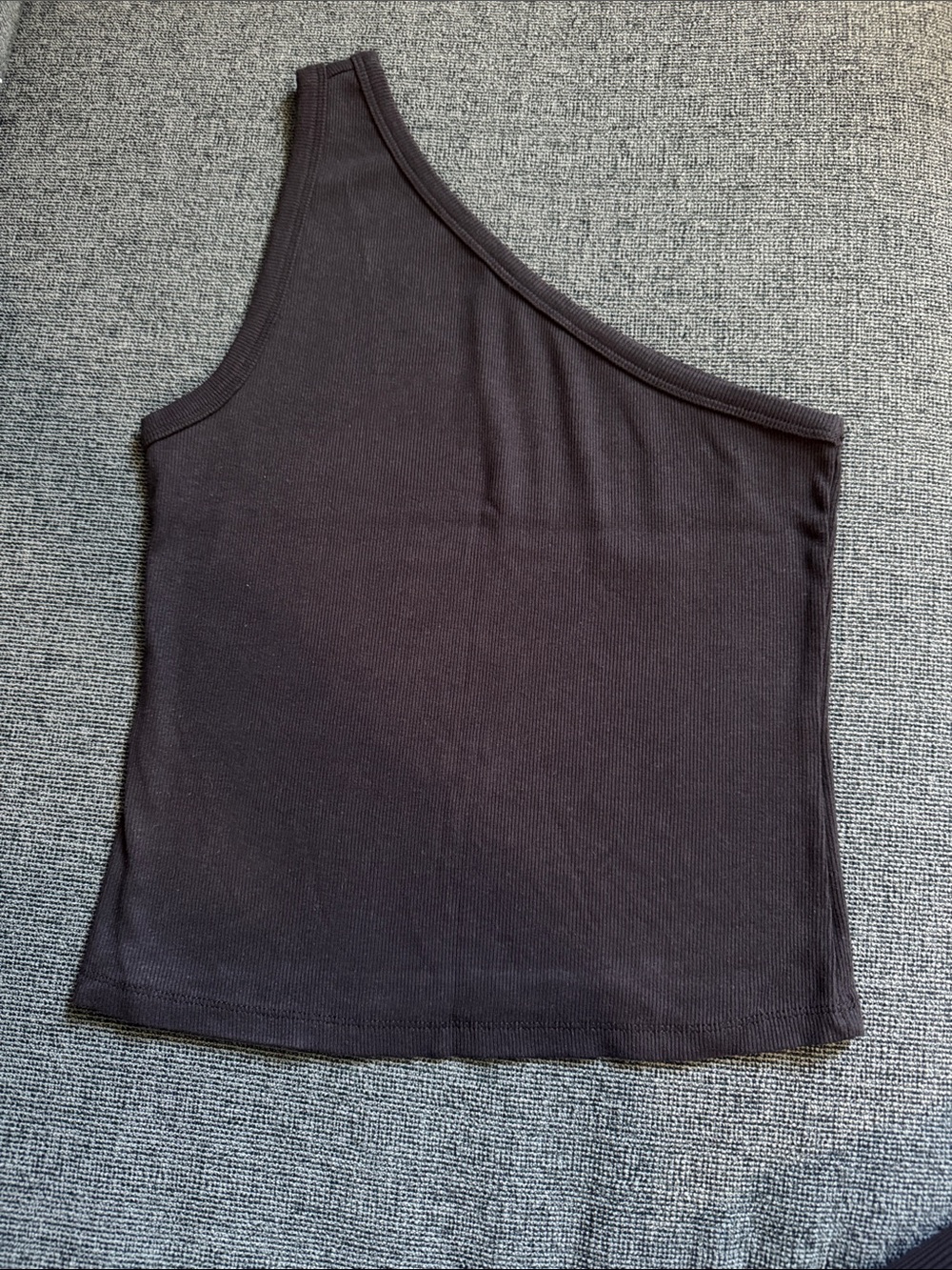 Like New Pilcro One-Shoulder Black Ribbed Tank Top